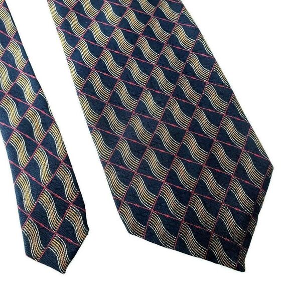 Calvin Klein Silk Tie Black Geometric Silk Tie‎ - Picture 1 of 6